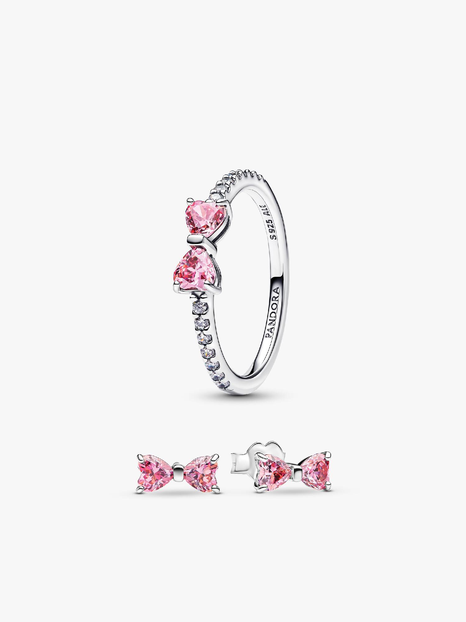 Glitrende Rosa Sløyfe Ringsett