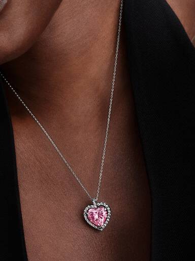 Pink Halo Hjerte Collier Halskjede