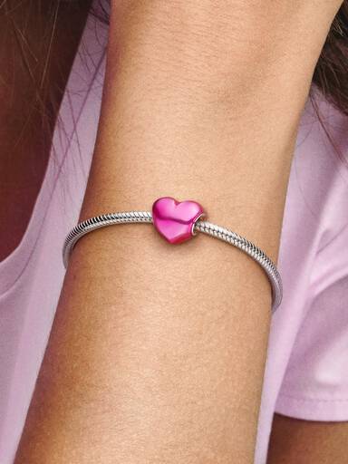 Metallisk Rosa Hjerte Charm