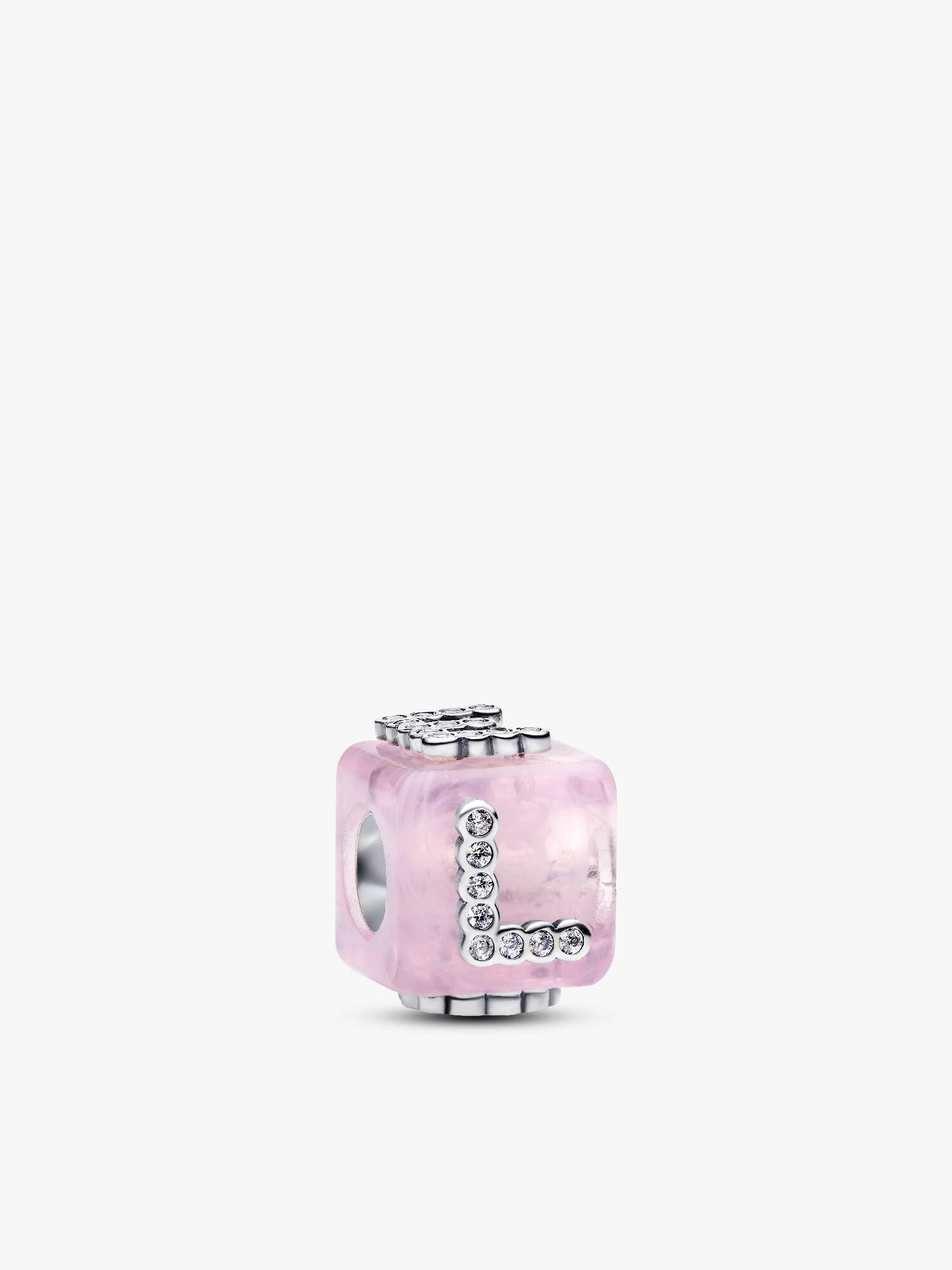 Rosa Muranoglass Kjærlighetskube Charm