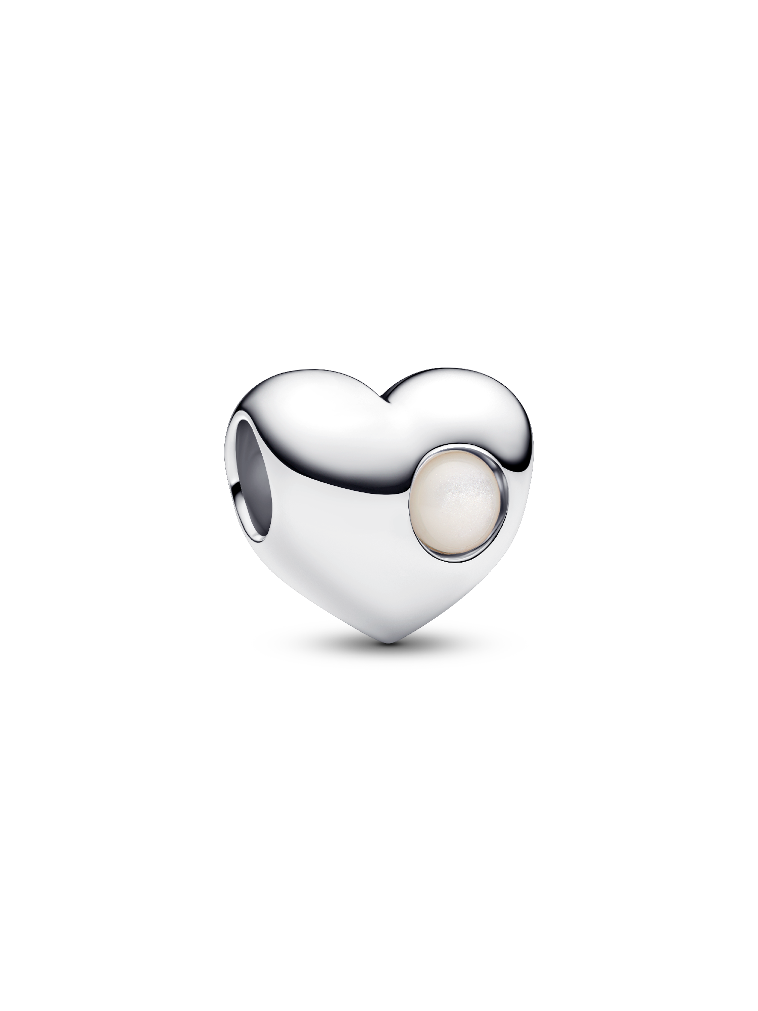 Hjerteformet Charm med Hvit Stein