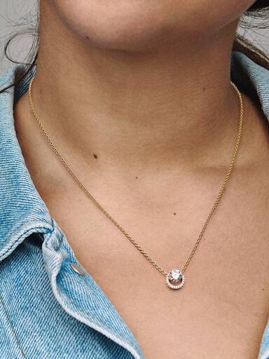 Funklende Rund Halo Anheng Collier Halskjede