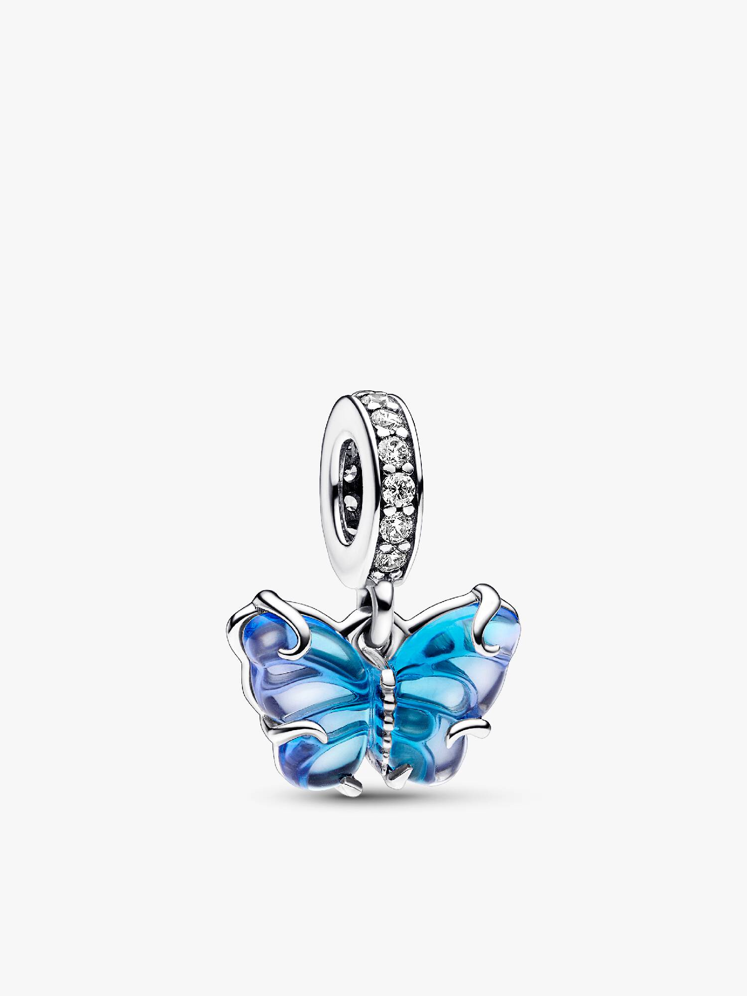 Blå Muranoglass Sommerfugl Hengende Charm
