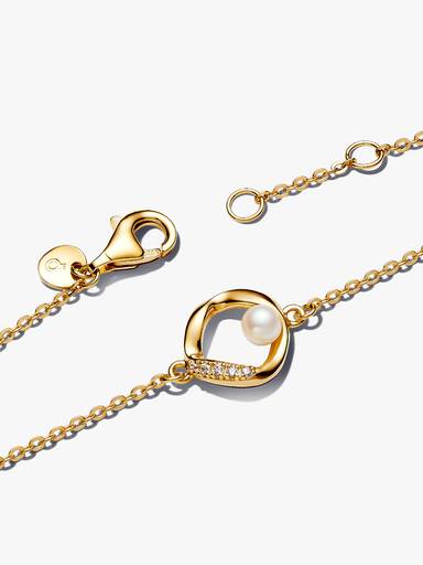 Organisk Formet Pavé Sirkel og Behandlet Ferskvannskulturperle Armbånd