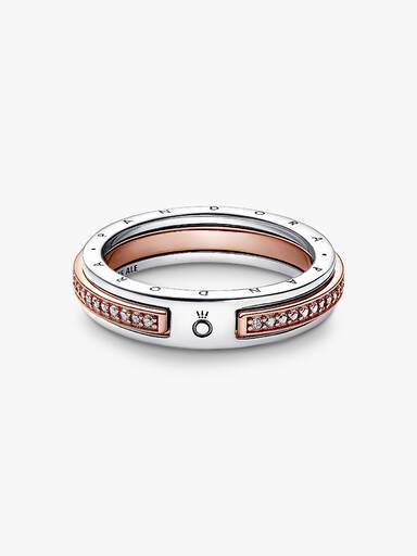 Pandora Signature Tofarget Logo og Pavé Ring