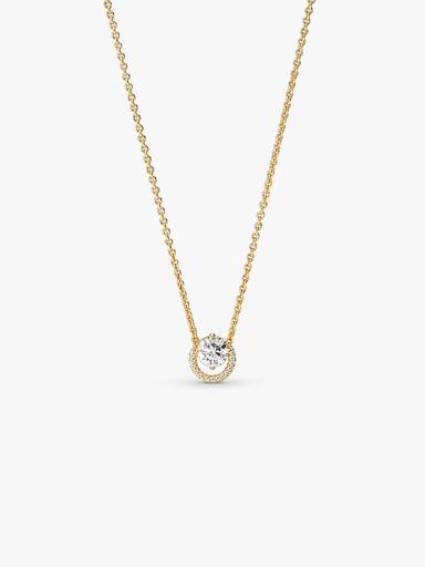 Funklende Rund Halo Anheng Collier Halskjede