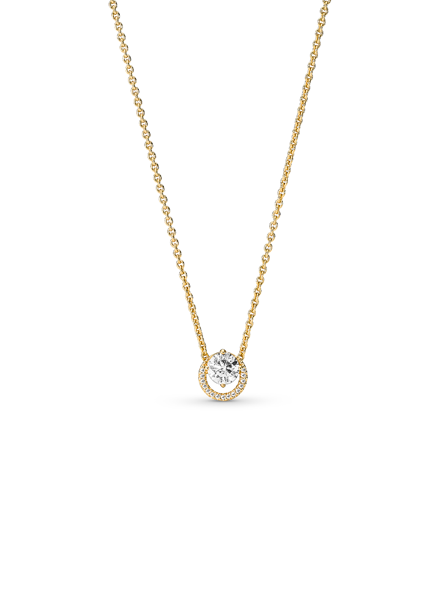 Funklende Rund Halo Anheng Collier Halskjede