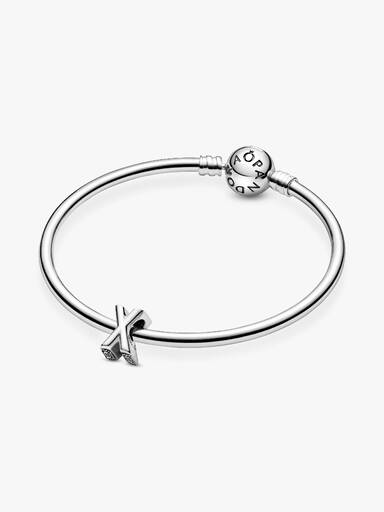 Letter X silver charm