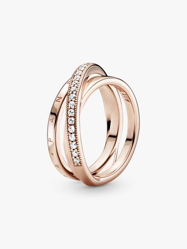Crossover Pavé Trippel Bånd Ring