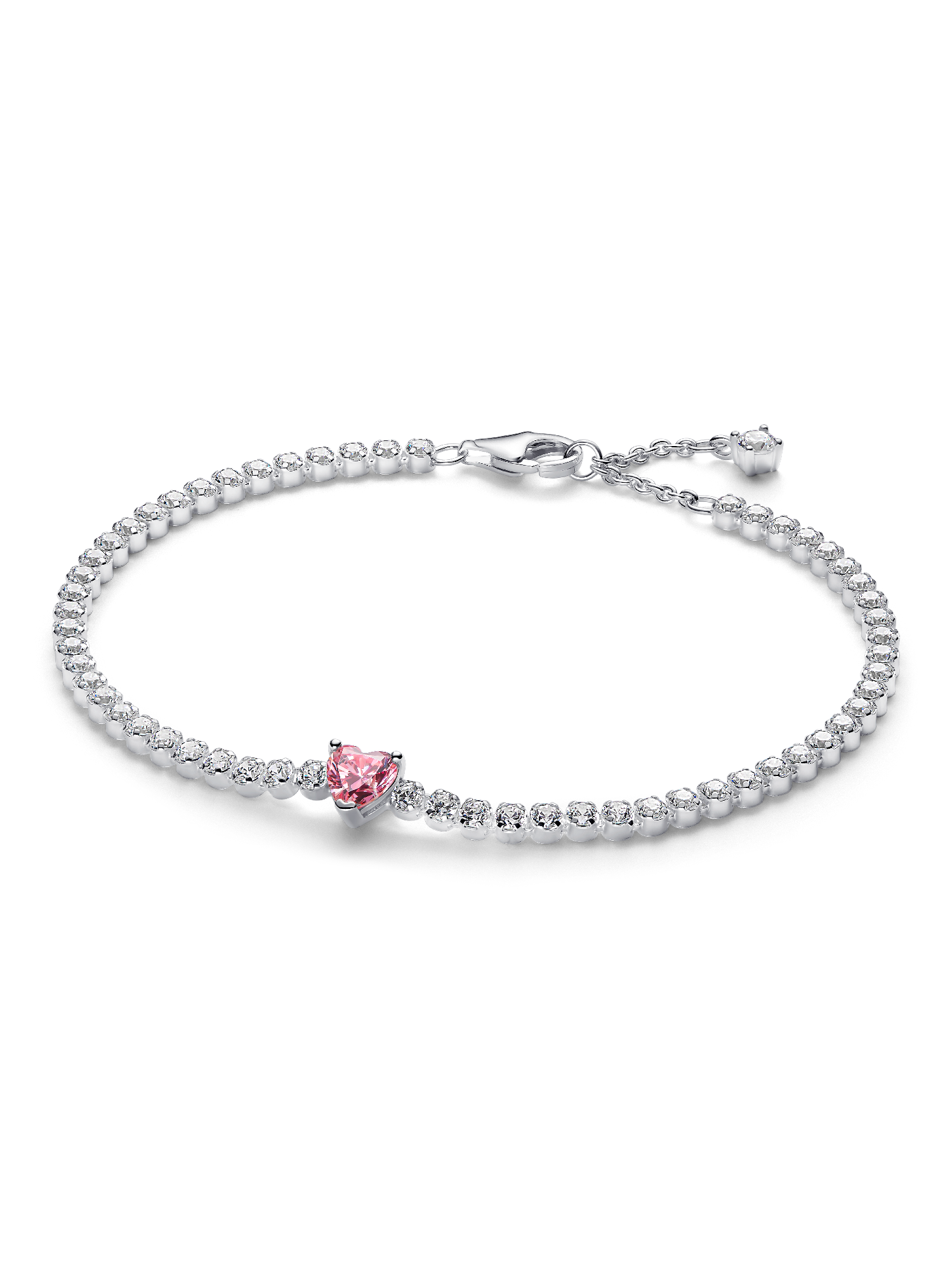 Pink Funklende Hjerte Tennisarmbånd