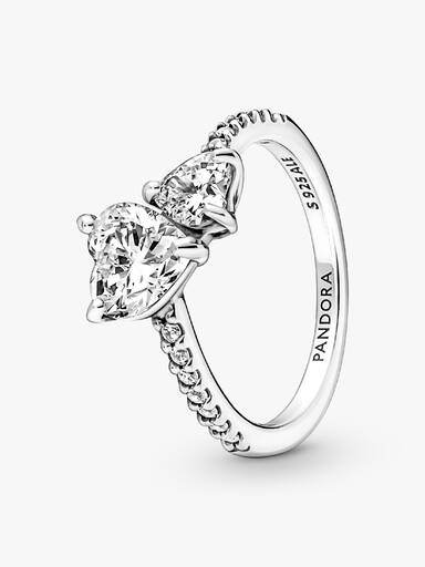 Dobbelt Hjerte Funklende Ring