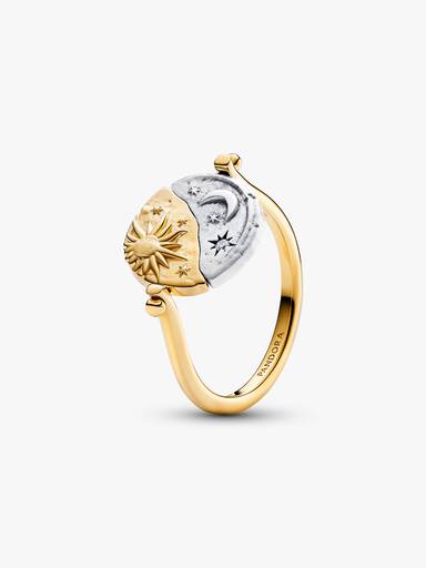 Sol og Måne Vendbar Medaljong Ring