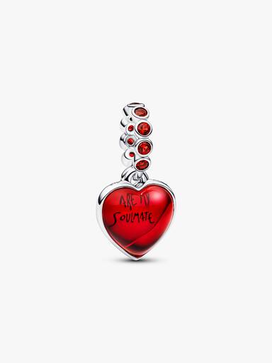 Rødt Muranoglass Hjerte Dobbel Hengende Charm