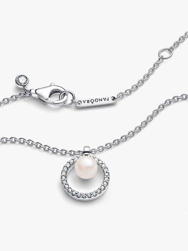 Behandlet Ferskvannskulturperle og Pavé Collier Halskjede