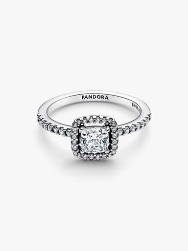 Funklende Firkantet Halo Ring