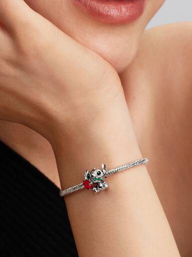 Disney Stitch Rose Muranoglass Charm