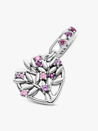 Rosa Hjerte Familietre Hengende Charm