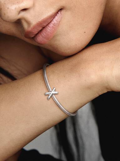 Letter X silver charm