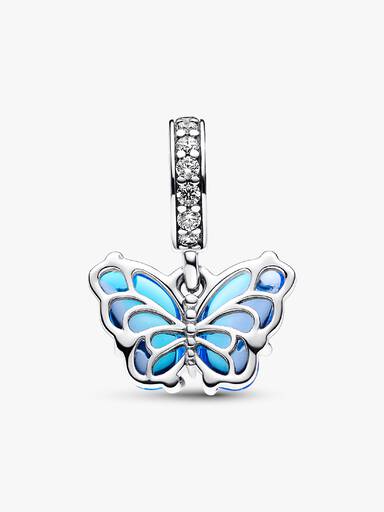 Blå Muranoglass Sommerfugl Hengende Charm