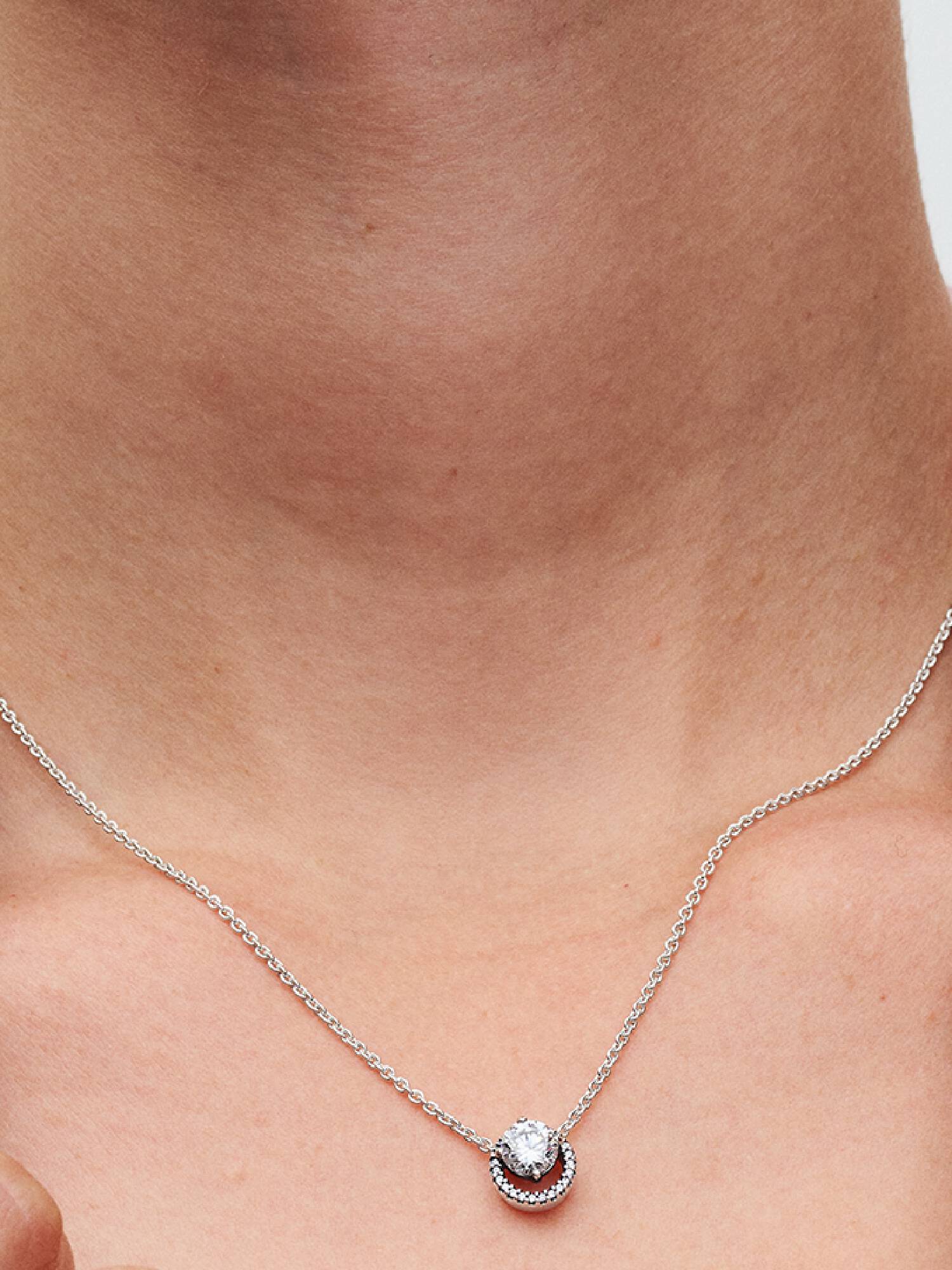 Funklende Rund Halo Anheng Collier Halskjede
