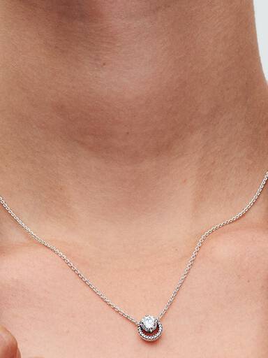Funklende Rund Halo Anheng Collier Halskjede