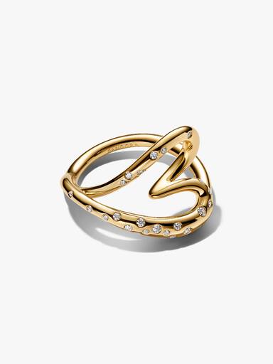 Organisk Formet Hjerte Ring satt med Steiner